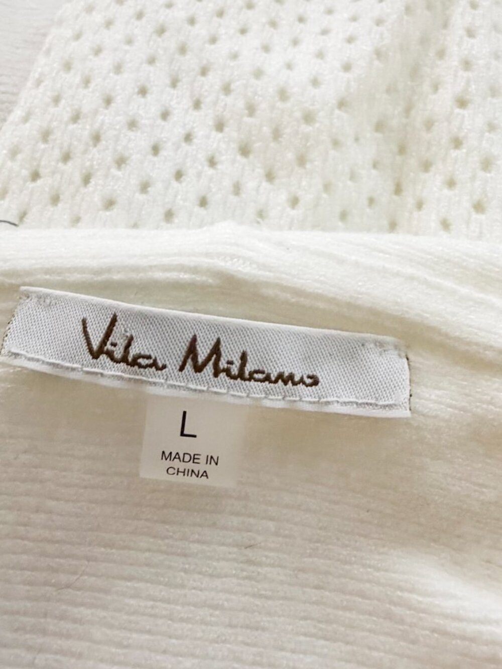 Vila Milani White Pointelle Soft Mesh Knit V-Neck Hoodie Sweater Dolman Slouchy - Picture 3 of 11